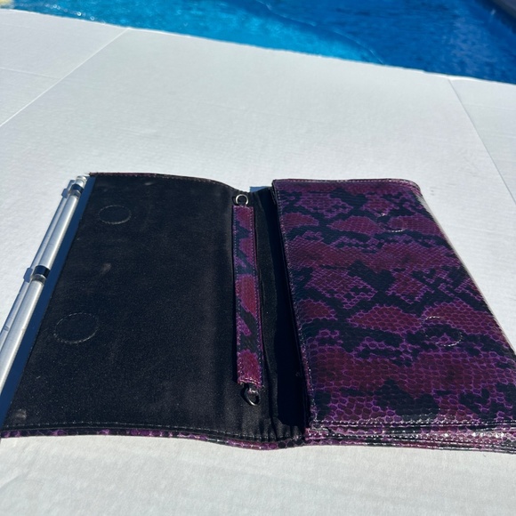 White House Black Market Purple Snakeskin Clutch Evening Bag - Picture 6 of 14